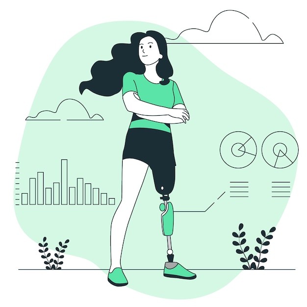 仿生腿假肢扁平插画