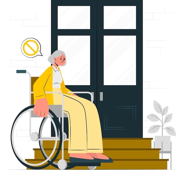 缺少残疾人方便设施关爱残疾人扁平插画