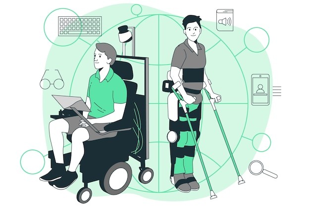 运动辅助技术扁平插画