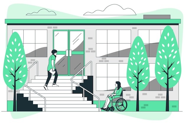 缺少残疾人方便设施关爱残疾人扁平插画