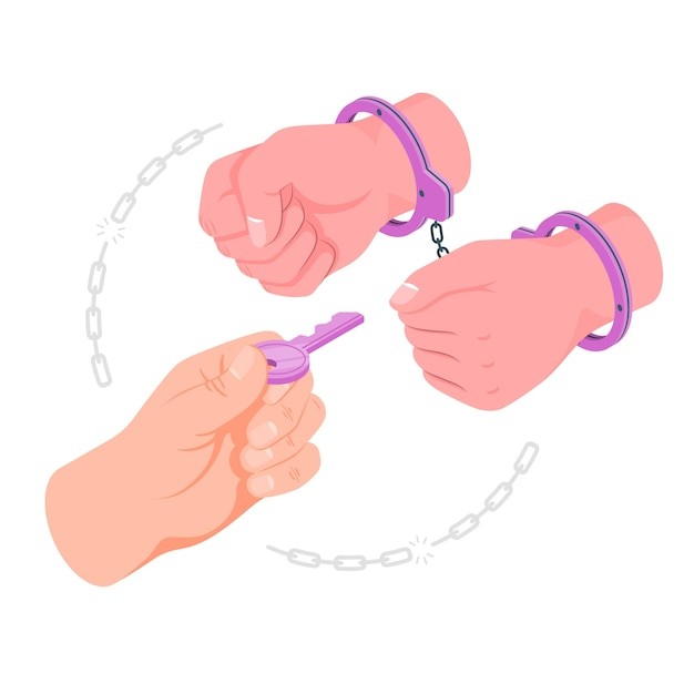 释放囚犯扁平插画