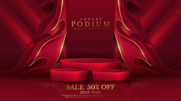 红色产品展台华丽背景