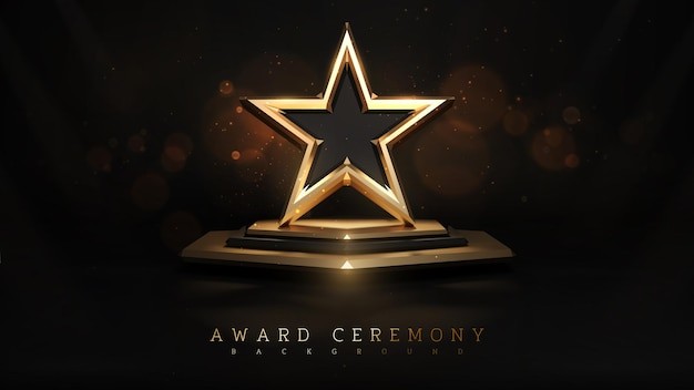 黑色颁奖礼五角星星华丽背景