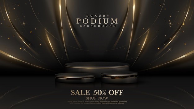 黑色金色产品展台华丽背景