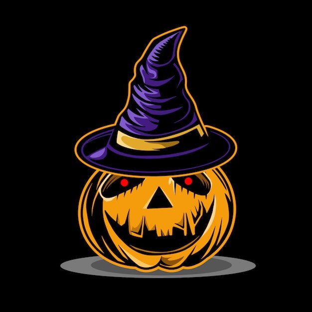 万圣节南瓜头女巫插画