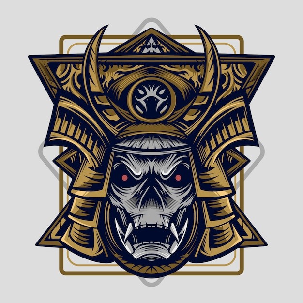 日本武士怪物面具插画