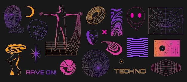 复古风格蒸汽波抽象元素