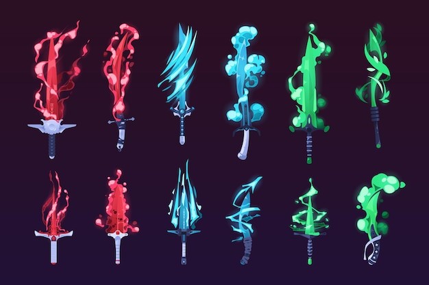 魔法剑附魔的剑游戏道具素材