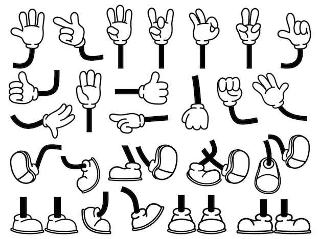 复古美式卡通动画手部脚部