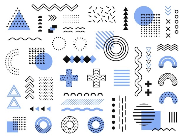 抽象孟菲斯线条几何元素