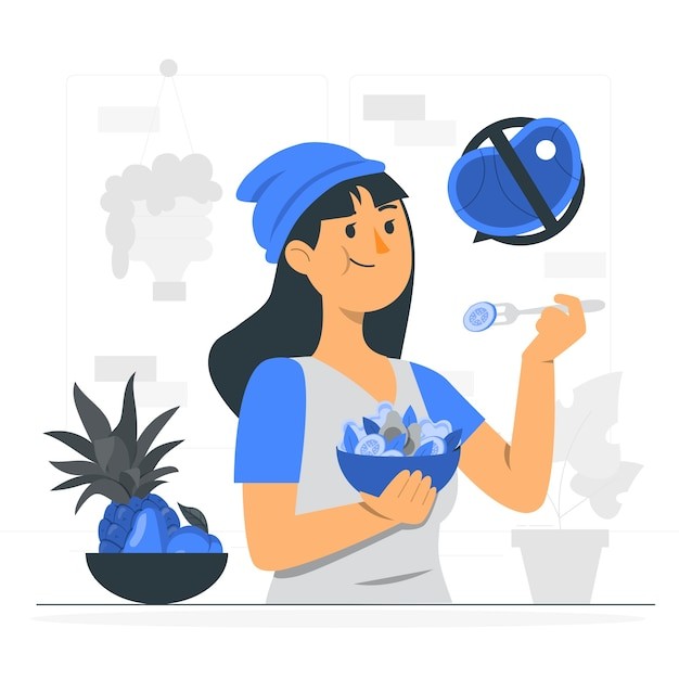 吃纯素食品插画