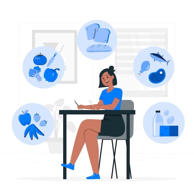 吃各种食物插画