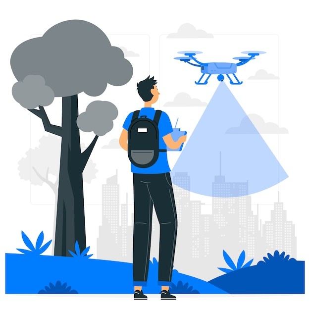 用无人机拍摄插画