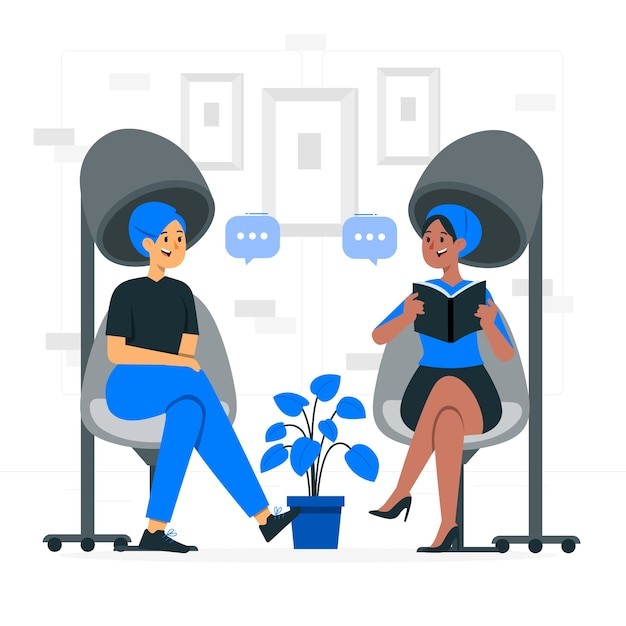 美发沙龙中的女性插画