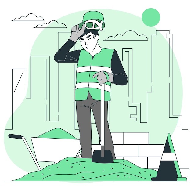 累了的工人插画