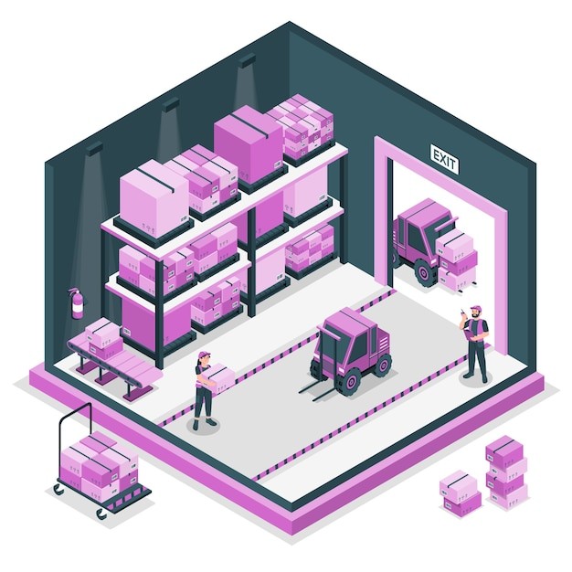 仓库内部插画