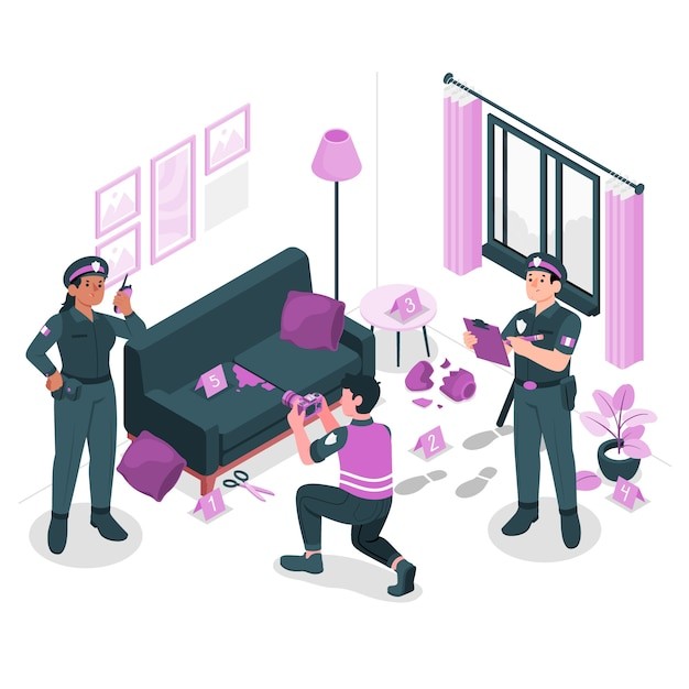 警察在犯罪现场插画