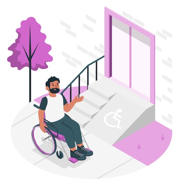 缺少残疾人便利设施插画