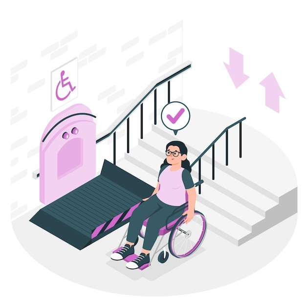 轮椅电梯插画