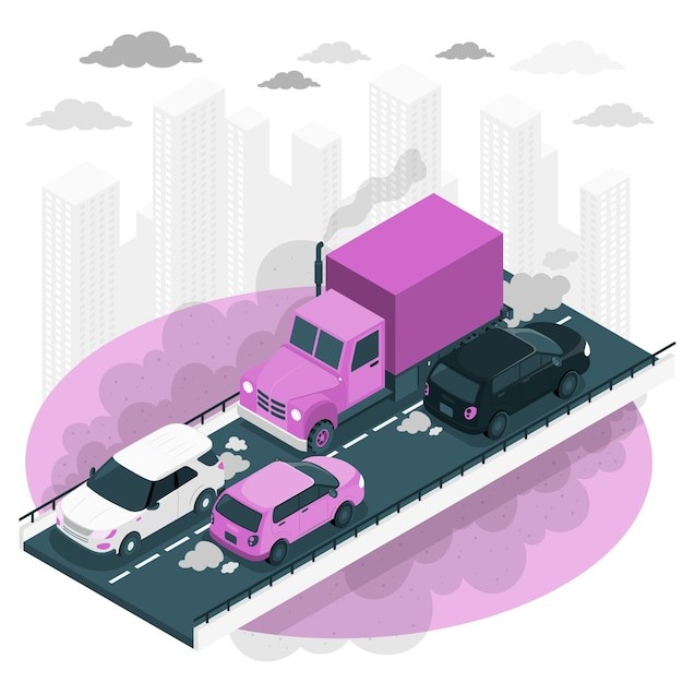 汽车尾气污染插画