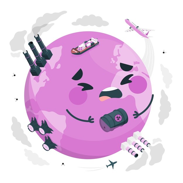 地球污染插画
