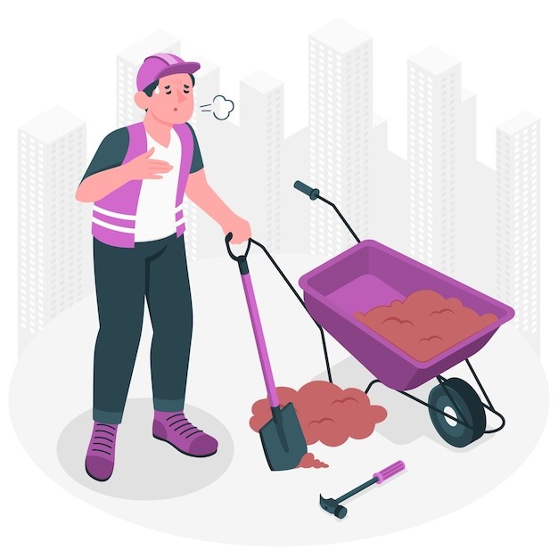 累了的工人插画