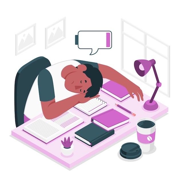 累了的学生插画