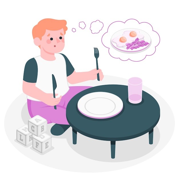 饥饿的男孩插画