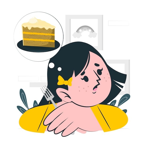 饥饿的女孩插画