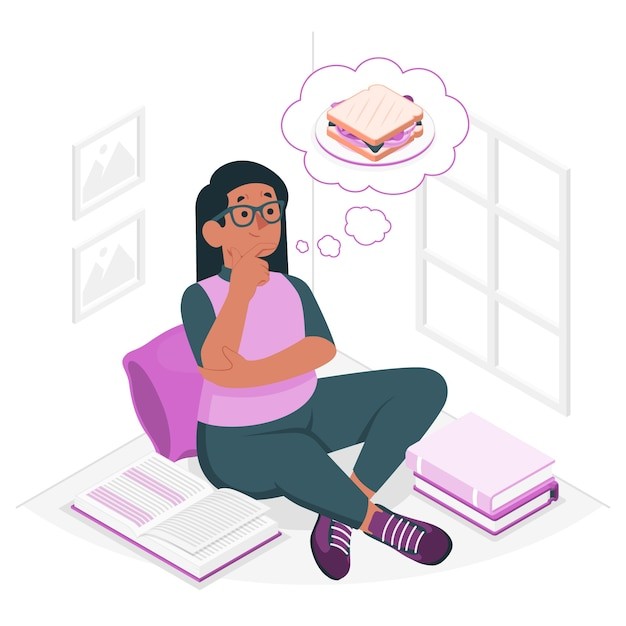 饥饿的女人插画