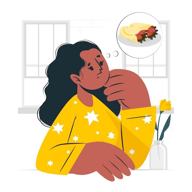 饥饿的女人插画