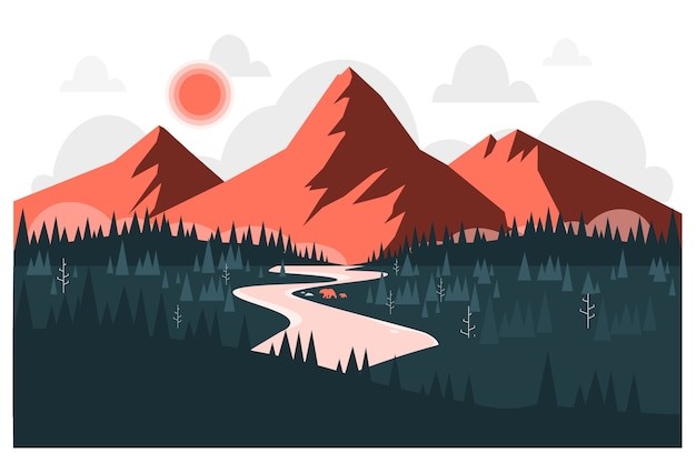 山地景观风景插画