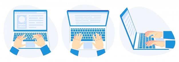 笔记本前工作打字