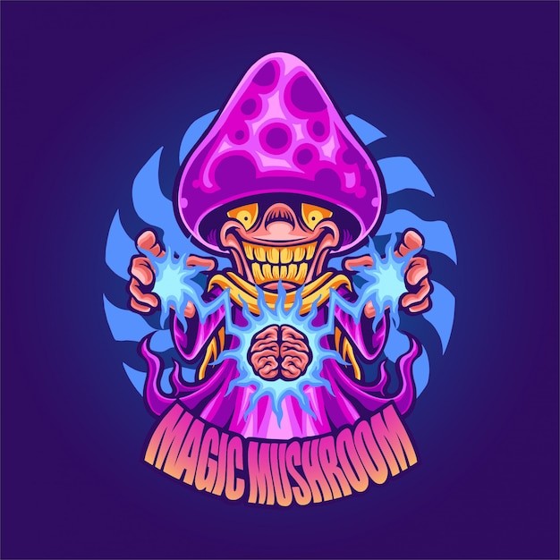 邪恶的致幻蘑菇插画