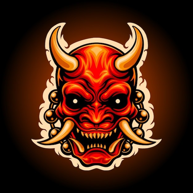 日本魔鬼面具插画