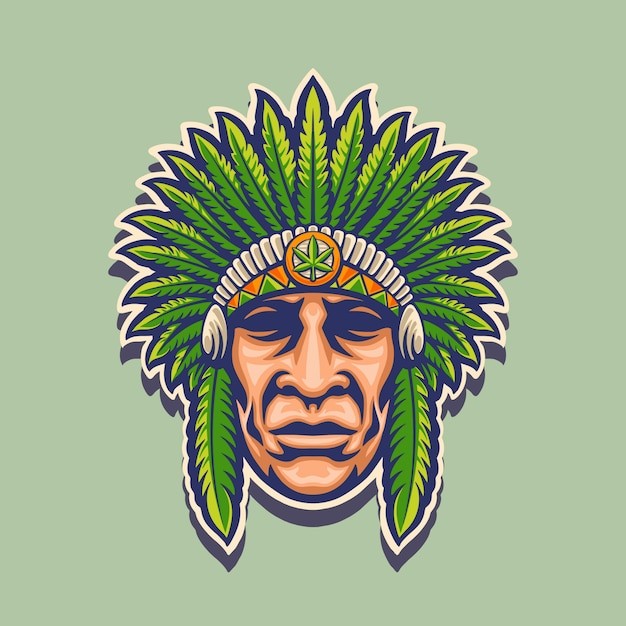 印第安人面具插画