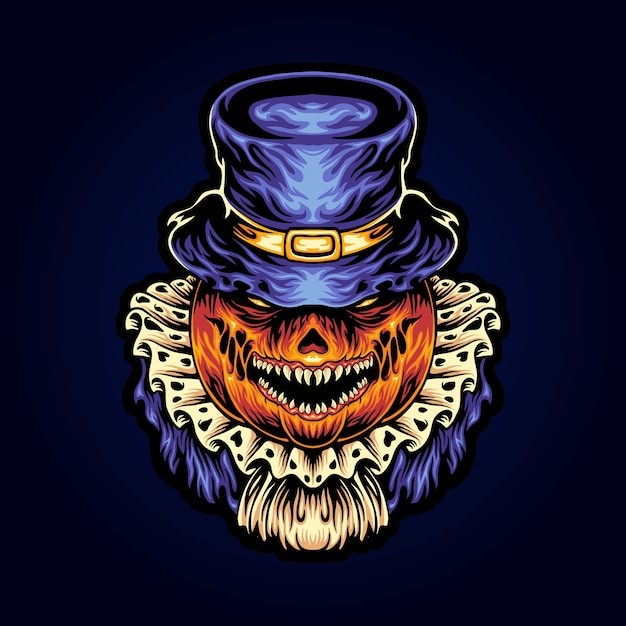 邪恶的万圣节南瓜头插画