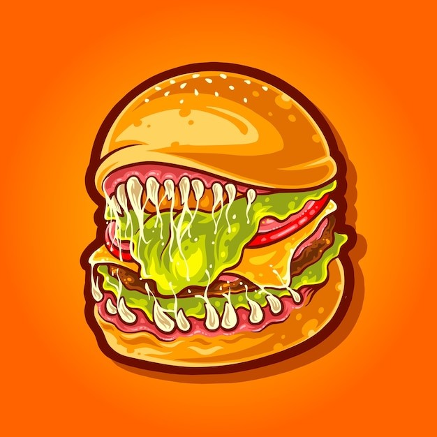 可怕的汉堡插画