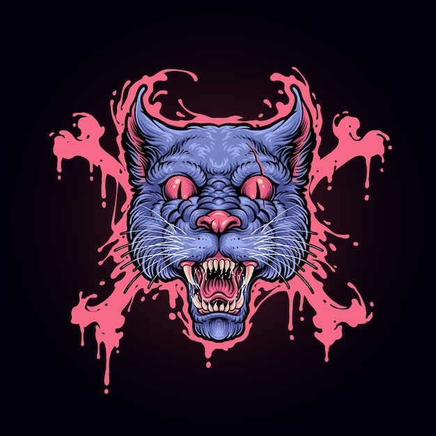 狂暴的猫科动物插画