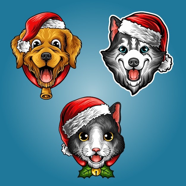 圣诞节可爱的动物插画