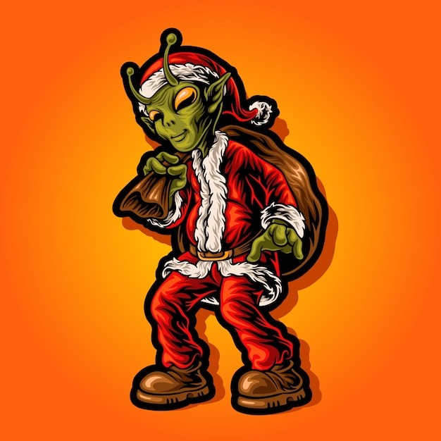 外星人圣诞老人插画