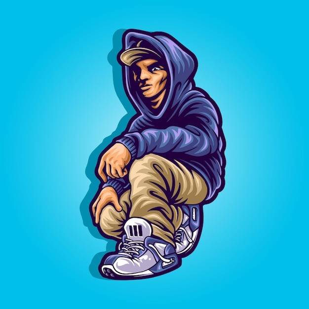 街头风格的男人插画