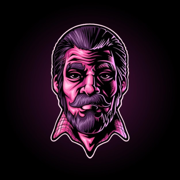 长胡子的男人插画