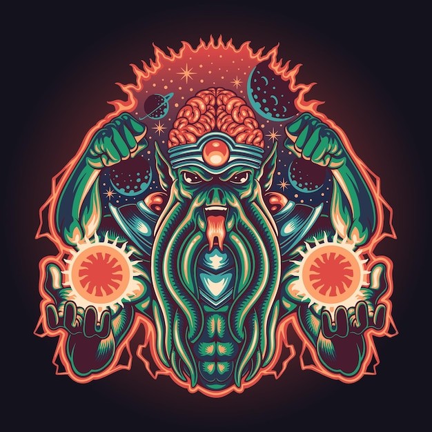 四臂外星人插画