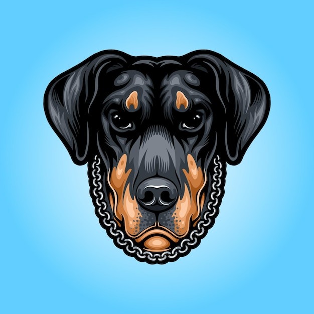 杜宾头吉祥物标志插画