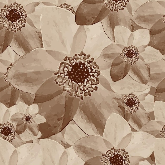 复古花卉花朵无缝平铺花纹