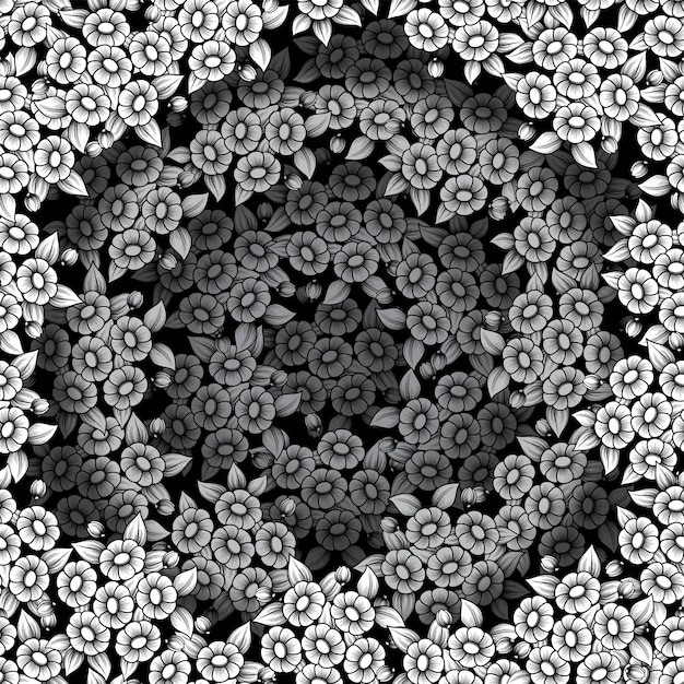 立体渐变效果黑白花朵花纹背景