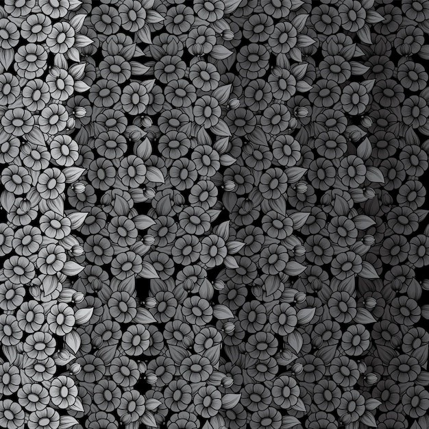 立体渐变效果黑白花朵花纹背景