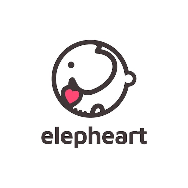 爱心抽象大象标志logo