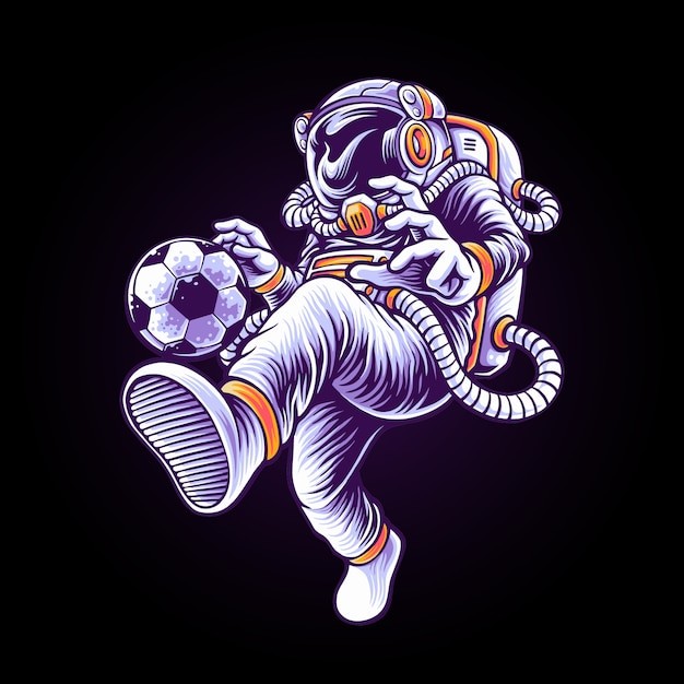 宇航员足球插画